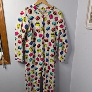 PJ‎ Couture Cozy Macaron Fleece Footed Onesie Pajamas M